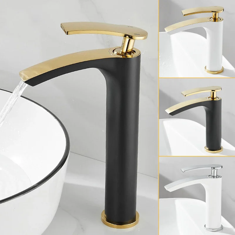 

Смеситель для раковины в ванную комнату, латунный кран для холодной и горячей воды, крепление на раковину, цвет белый и золотой