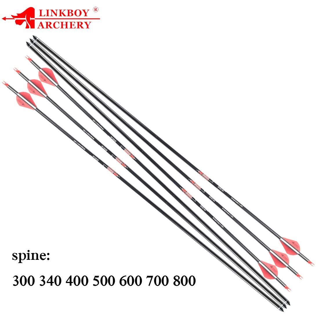 12PCS Linkboy Archery Carbon Arrow ID6.2mm Spine300 340 400 500 600 700 800 2inch Plastic Vanes Bow and Arrow Hunting