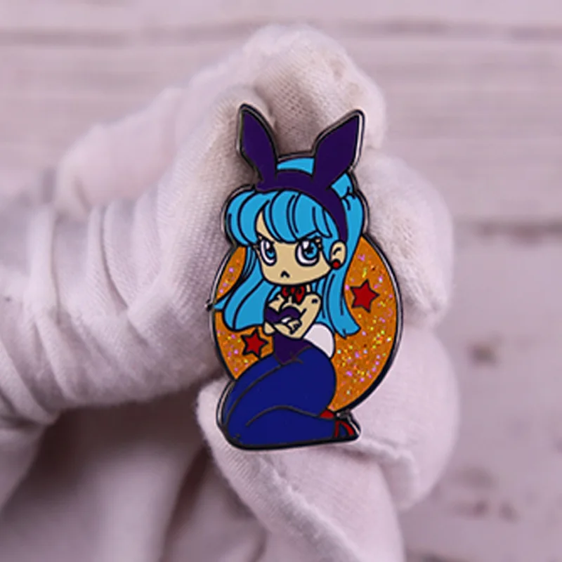 

XM-funny Cute creative rabbit girl flash brooch cute Japanese anime badge personalized clothing and hat accessories