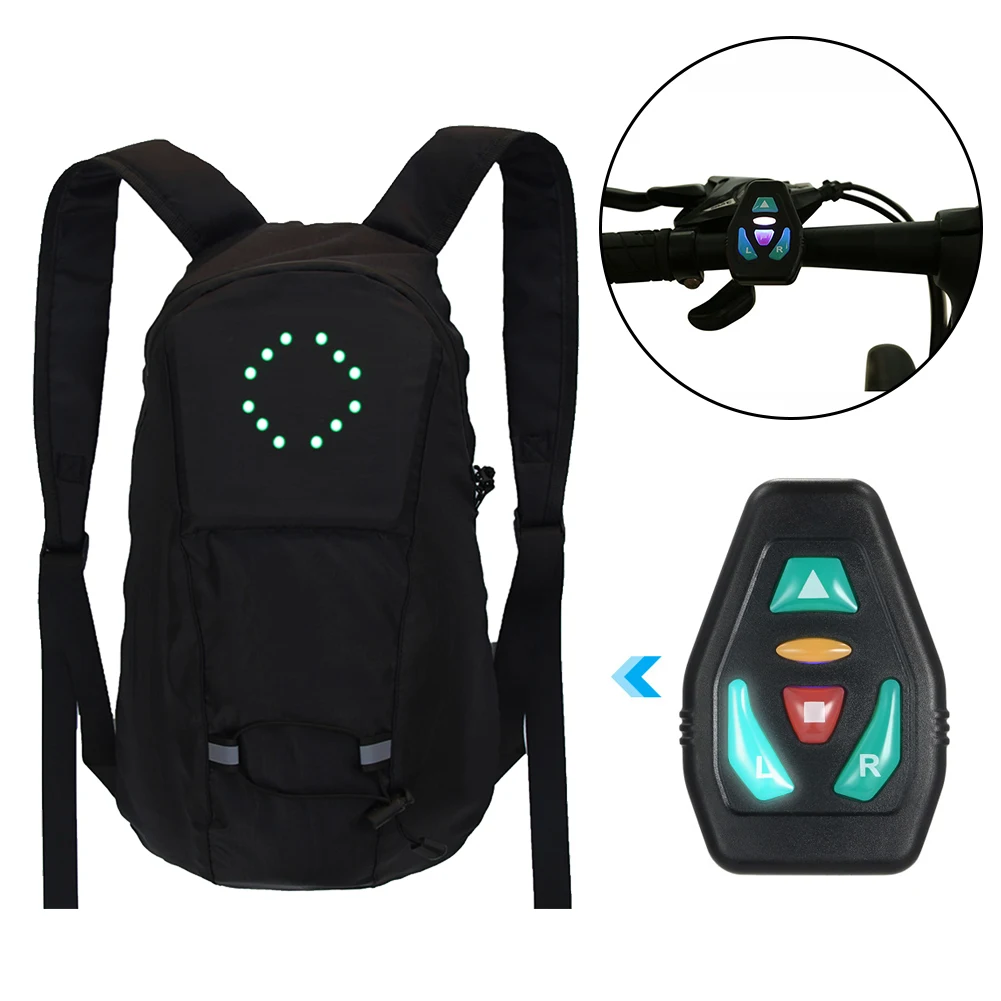 Cycling MTB Bag Safety LED Turn Signal Light Wireless Remote Control Bicycle Night Riding Running Camping Warning Backpacks |