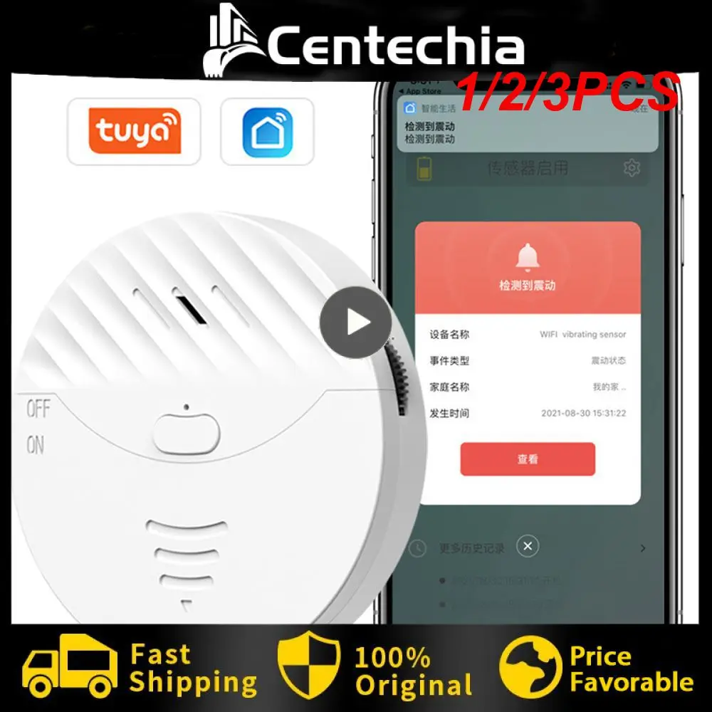 

1/2/3PCS Tuya WiFi Smart Door Sensor Alarm Wireless Vibration Detector Window Glass Break 130dB Alarm Sound SmartLife Security