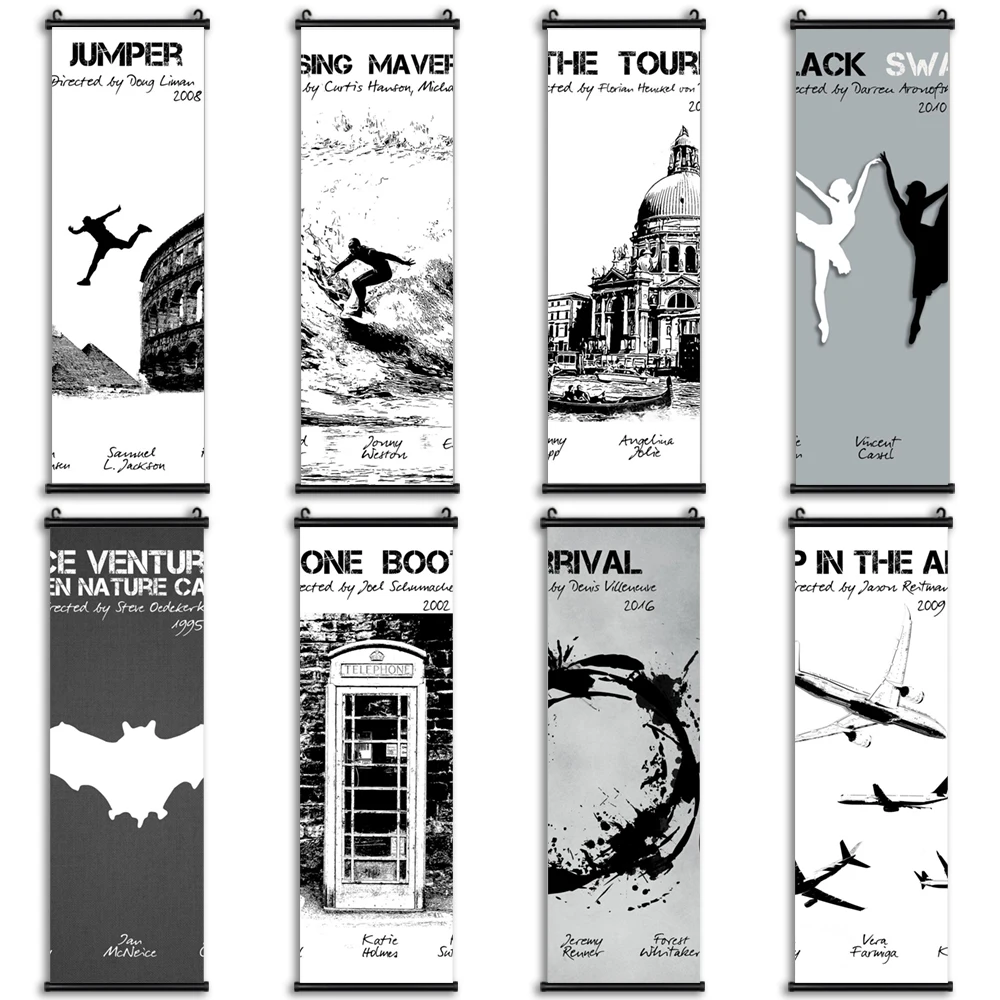 

Minimal Film Poster Hanging Scrolls Art Mural Aircraft Canvas Paintings Classic Wall Picture Child Bedroom Home Cuadros Decor
