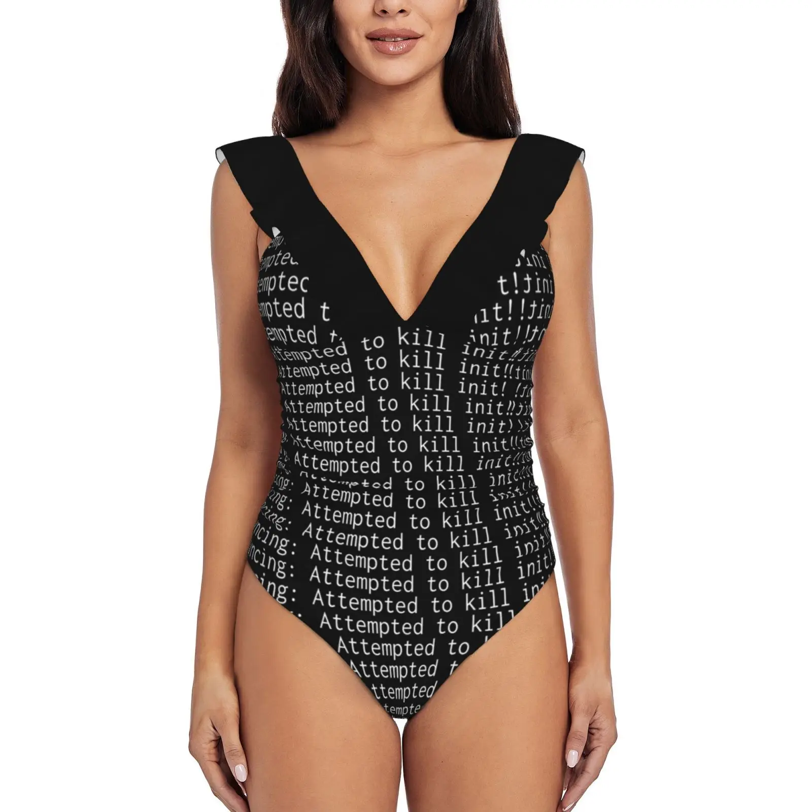 

Kernel Panic Sexy Ruffle Print Swimwear Women One Piece Swimsuit Female Monokini Bathing Suit Kernel Linux Linus Tech Cmd Cli