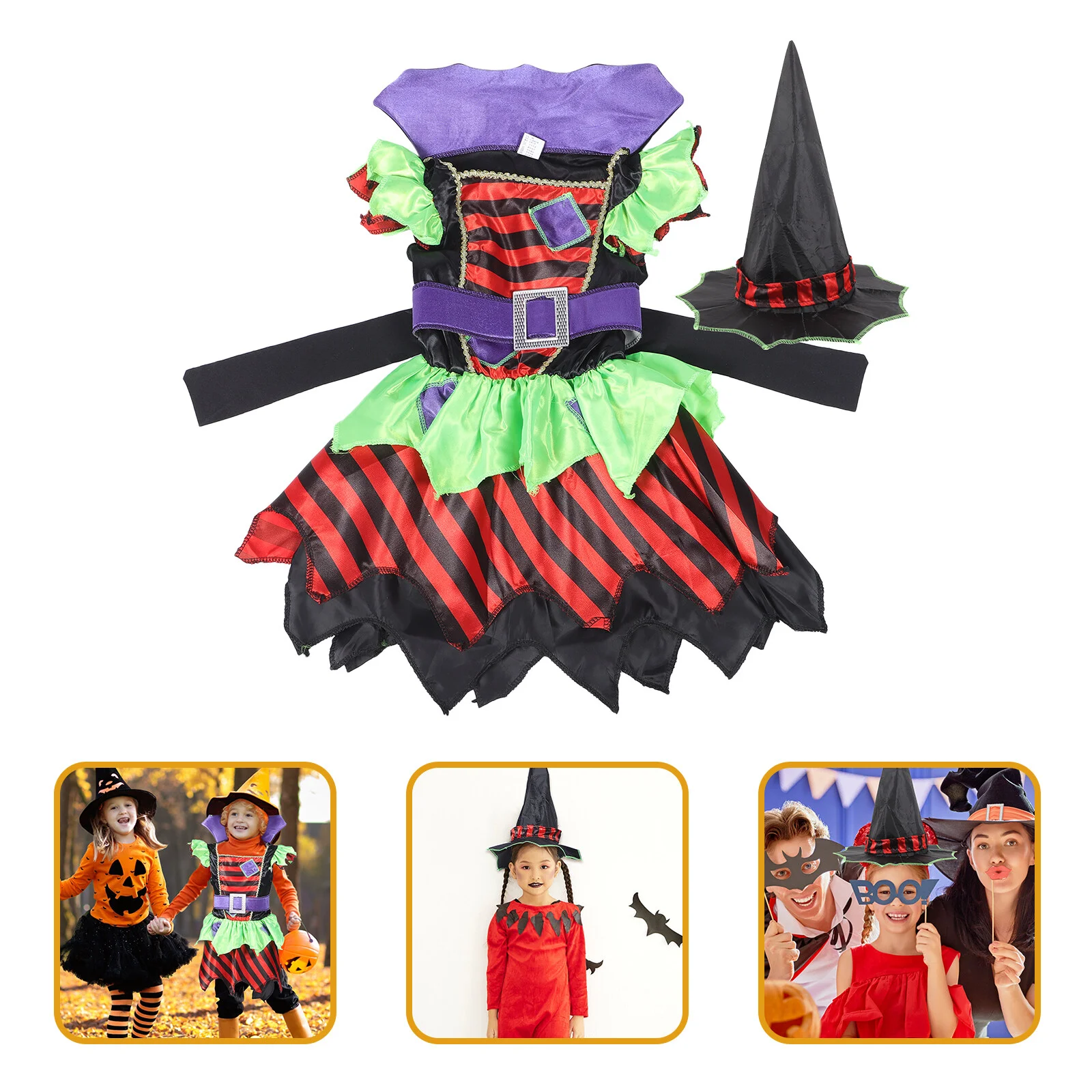 

Supplies Girls Formal Dresses Cosplay Witch Costume Halloween Outfit Polyester Party Favors Child