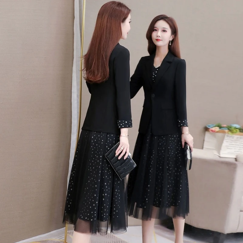 Женский винтажный комплект из 2 предметов элегантный костюм с блейзером без