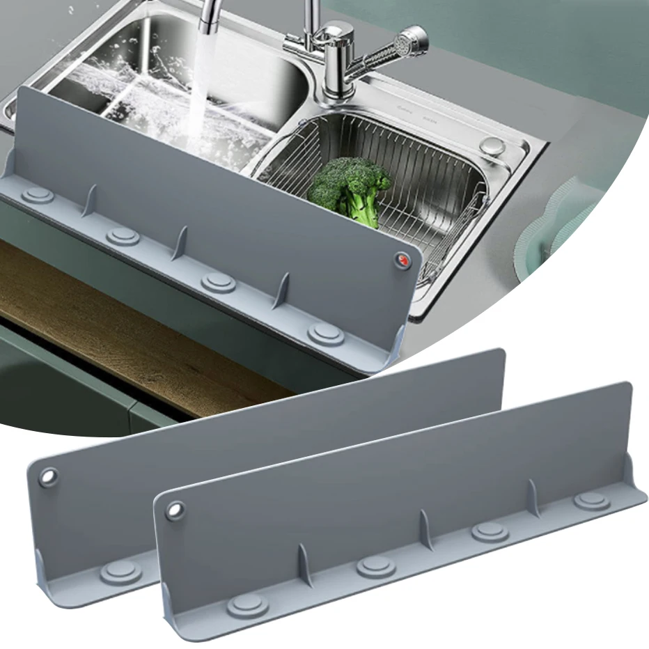 

Kitchen Silicone Sink Splash Guard Water Baffle Soft Suction Cup Splash Guard Water Dish Washing Countertop Water Blocking Board