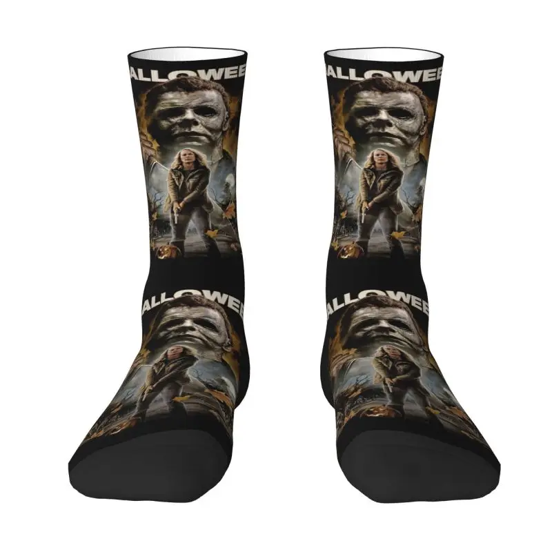 

Милые носки с принтом Хэллоуина из фильма «ужасы» Майкла Майерса для женщин и мужчин эластичные летние осенние зимние короткие носки