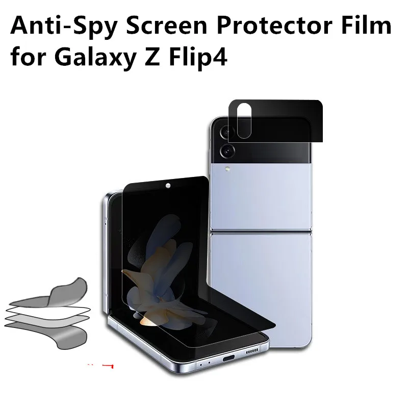 

Outer + Inner Anti-Spy Screen Protector For Samsung Galaxy Z Flip 4 3 Soft Privacy Film Anti-Scratch Cover Bubble-Free