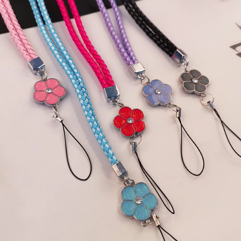 

Long Flower Lanyard Mobile Phone Strap Cell Phone Charm Strap Anti-lost Neck Strap Designer Key Lanyard Neck Strap Pink Lanyard