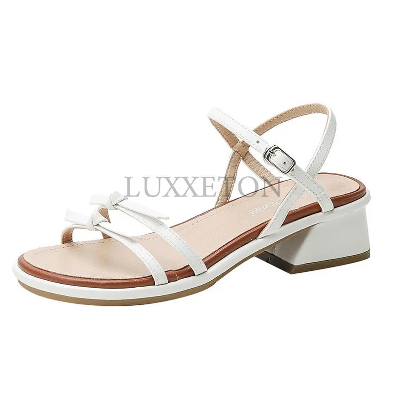 

Сандалии женские на высоком каблуке 4 см, кожаные туфли-лодочки с ремешком на щиколотке, квадратный каблук с открытым носком, Классические б...