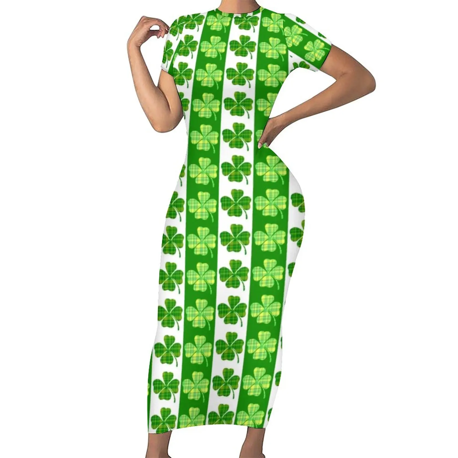 

St Patrick's Day Bodycon Dress Summer ST Paddys Day Green Lucky Shamrocks Night Club Maxi Dresses Custom Streetwear Dress