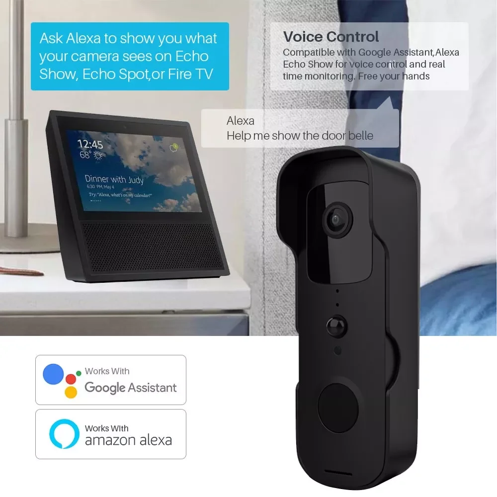 

Новый беспроводной дверной звонок 1080P HD Видеозвонок камера Wi-Fi Домашний дверной звонок наружный видеодомофон дверной звонок домашняя камер...
