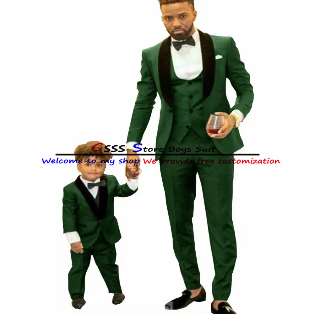 Boys Black Wedding Tuxedo 3 Piece Formal Blazer Pants Vest Suit Child Jacket Lapel Fashion Complete Outfit enlarge