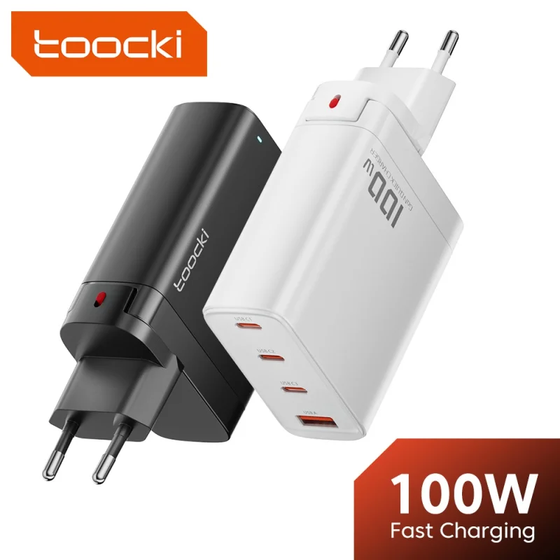 

Зарядное устройство Toocki USB C GaN, быстрое зарядное устройство PD 100 Вт, быстрое зарядное устройство для iPhone 14 13 12 11 Pro Max QC3.0, зарядное устройство, адаптер