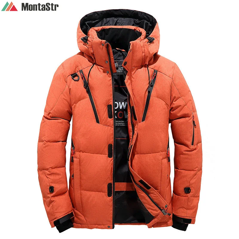 

Men's White Duck Down Jacket Warm Hooded Thick Puffer Jacket Coat Male Casual High Quality Overcoat Thermal Winter Parka Men