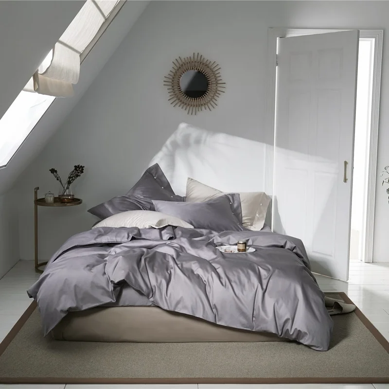 Однотонный Египетский пододеяльник 500TC двойной телефон длинный степлер шелковое