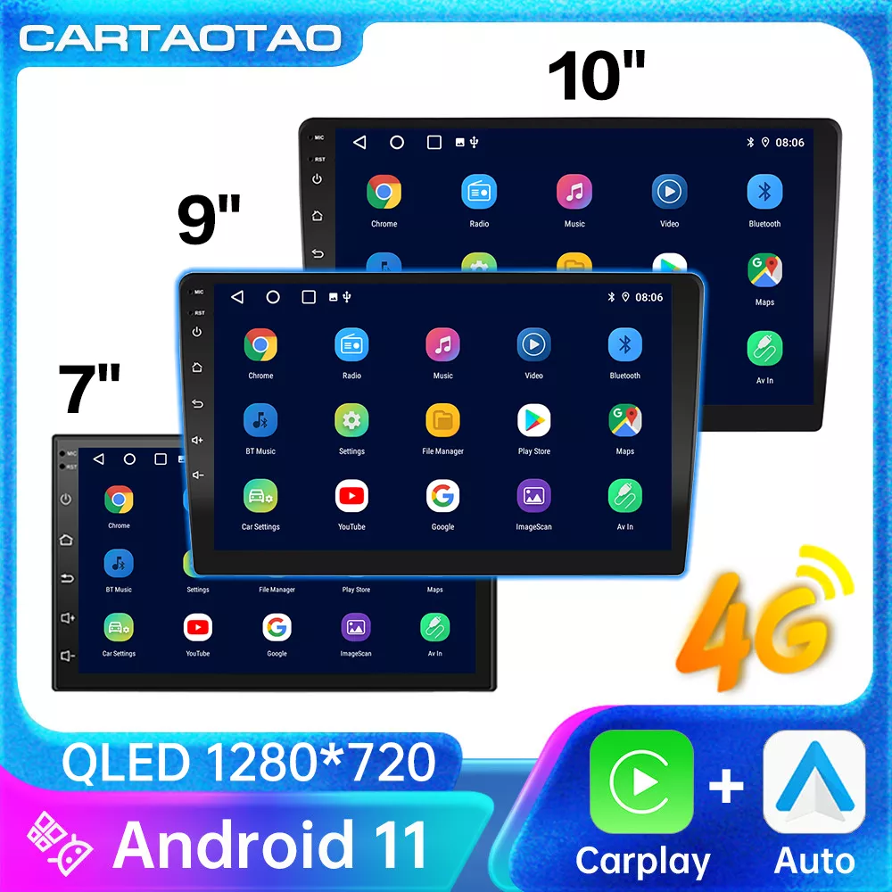 Android 11 CarPlay Auto car radio GPS multimedia player 2 DIN universal 7/9/10 inch Car stereo WiFi player 1028*720 2din 8G+128G 1
