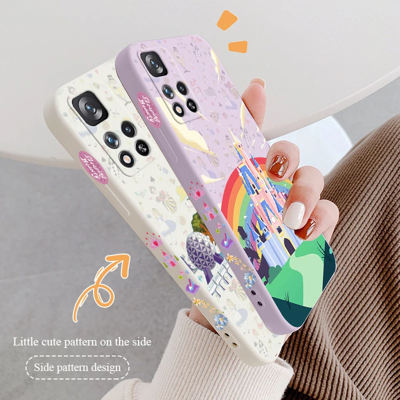 

Disney pretty Luxury Castle Phone Case For Xiaomi Redmi Note 11 11S 11T 10S 10 9S 9T 9 8T 8 Pro Plus 5G Liquid Left Rope Cover