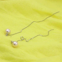 zfsilver earrings sterling 925 silver fashion long box chain shell pearl ear line eardrop for women jewelry drop gift girl party