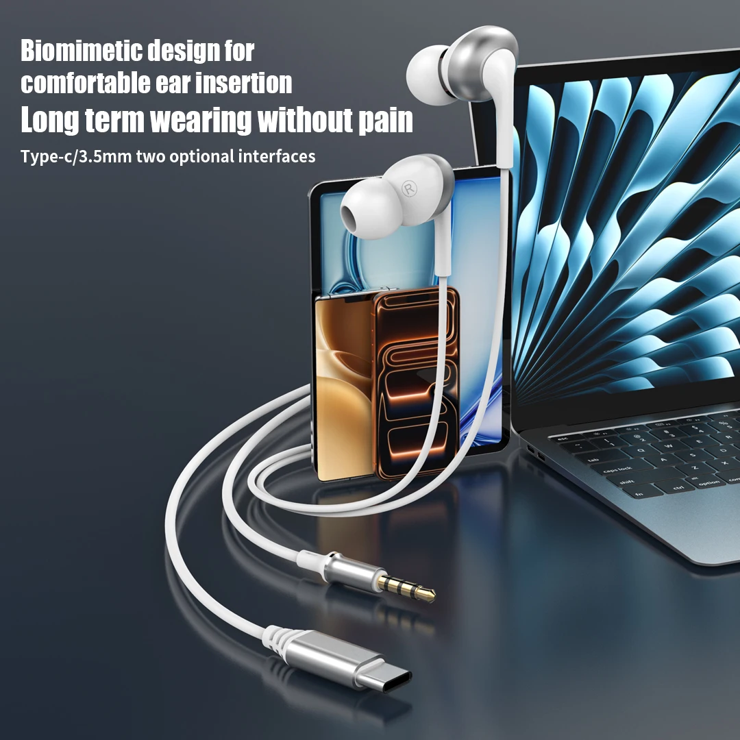 Проводные наушники с HiFi объемным звуком, USB Type C, с HD микрофоном и регулятором громкости, гарнитура для iPhone Pro 17 16, Samsung Galaxy. (art.: 3920dcfaf201b) - 3920dcfaf201b