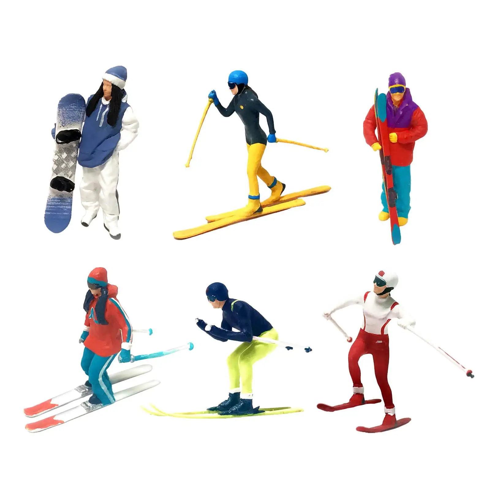 

1/87 Skiing Figures Scenery Figure Desktop Decor Micro Landscape for Railway