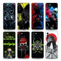 clear phone case for samsung s9 s10 4g s10e plus s20 s21 fe 5g m51 m31 m21 silicone bright black cover cool man antigas mask