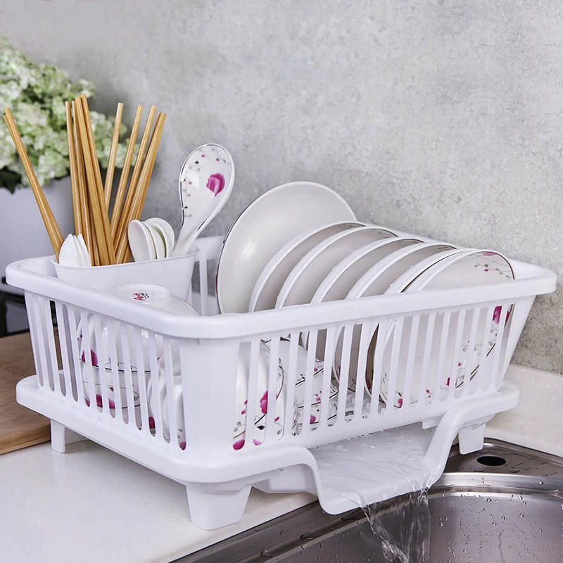 

Dish Drying Rack Kitchen Utensils Drainer Rack with Drain Board Countertop Dinnerware Plates Bowls Chopsticks Spoons Organizer