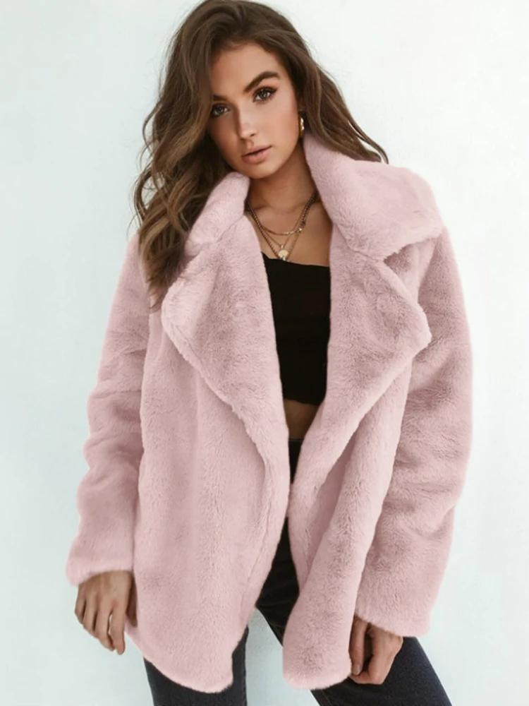 2020 new rabbit fur imitation fur coat suit collar fashion medium and long imitation fur coat warm fur