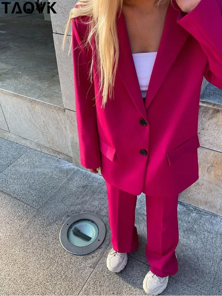 

Женский офисный костюм из двух предметов TAOVK, свободный однобортный пиджак и брюки