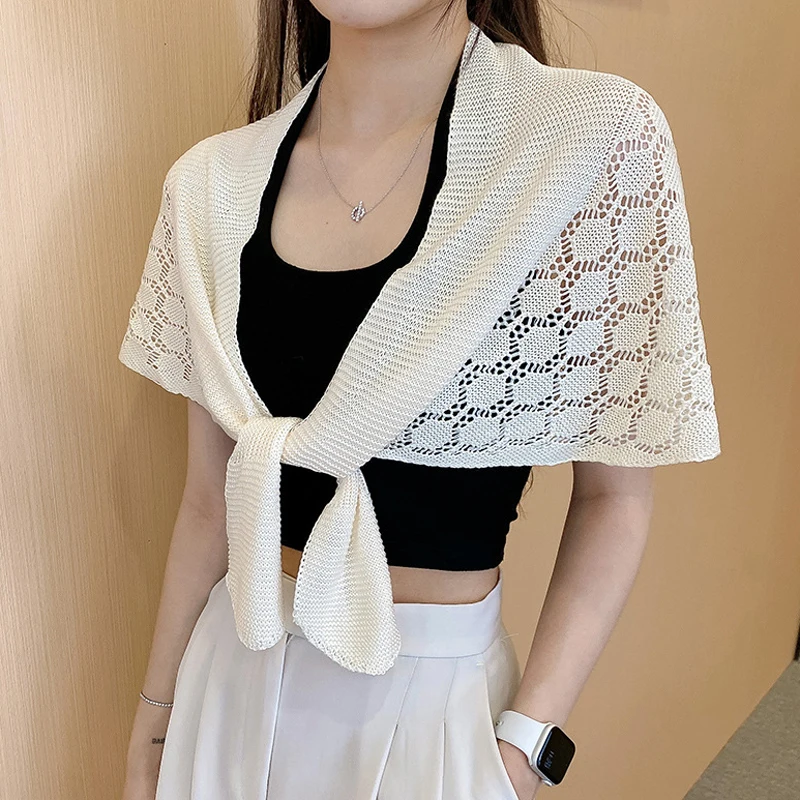 

2022 Women Autumn Knitted Scarf Shrugs Luxury Design Honeycomb Style Solid Color Small Shawl Wraps Neck Protection Pashmina Szal