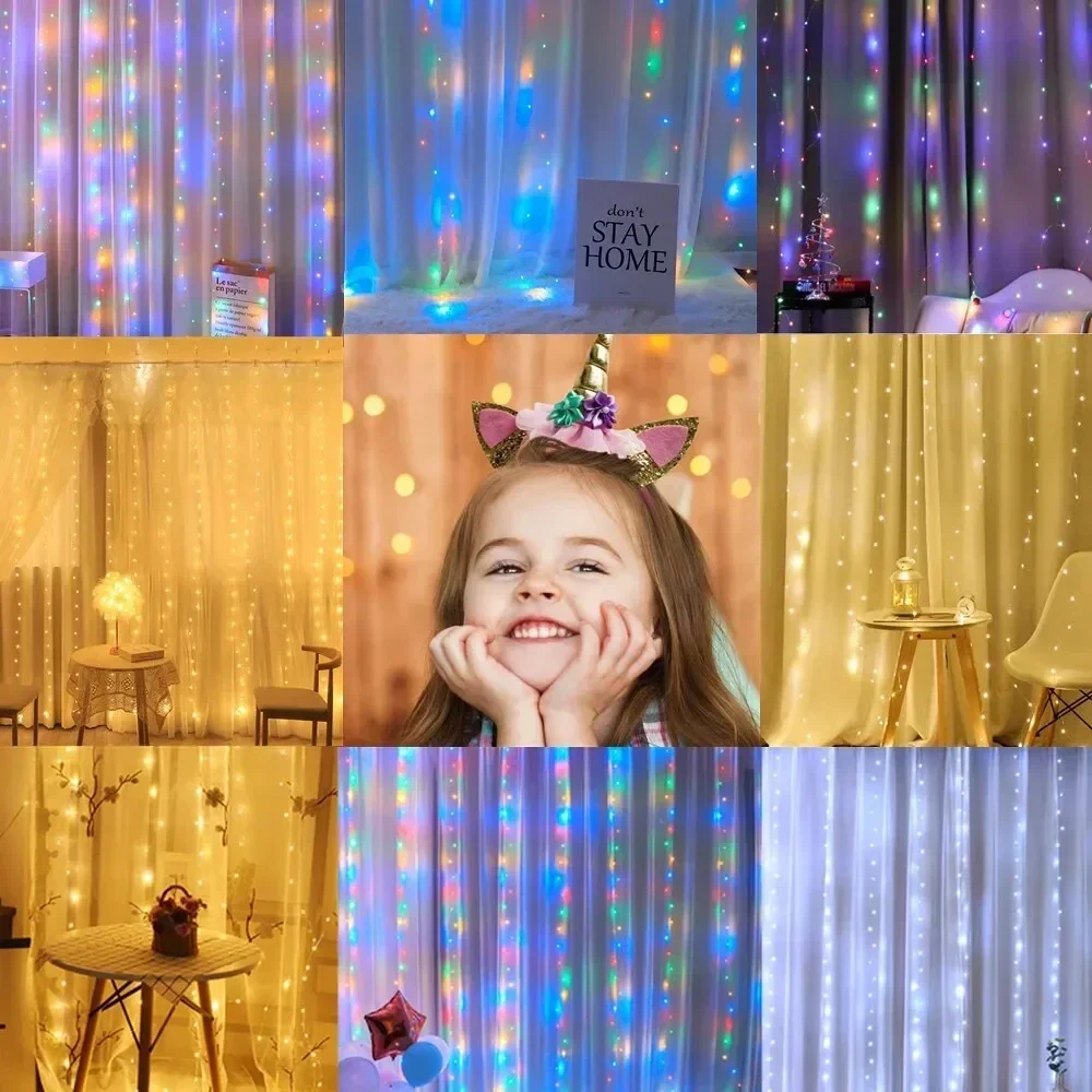 Рождественская Декоративная Подвесная Гирлянда Водопад 3x3 М С 300 Светодиодными