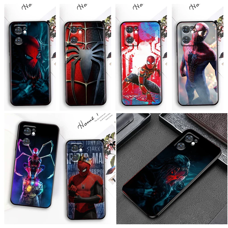 

Marvel SpiderMan Venom Phone Case For OPPO Reno8 7 6 5 4 2 Z Lite Pro Plus SE 4G 5G Black Soft Fundas Silicone Cover Capa