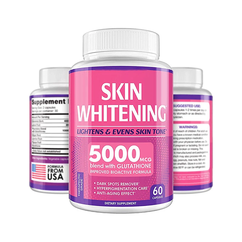 Витамины для отбеливания кожи глутатиона 60 капсул 5000 мкг отбеливающие таблетки