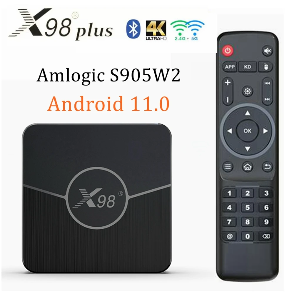 

Smart TV Box X98 Plus Android 11 4GB RAM 64GB 32GB Amlogic S905W2 2.4G/5G Dual Wifi BT 4K 60fps LAN 100M Set Top Box 2GB 16GB