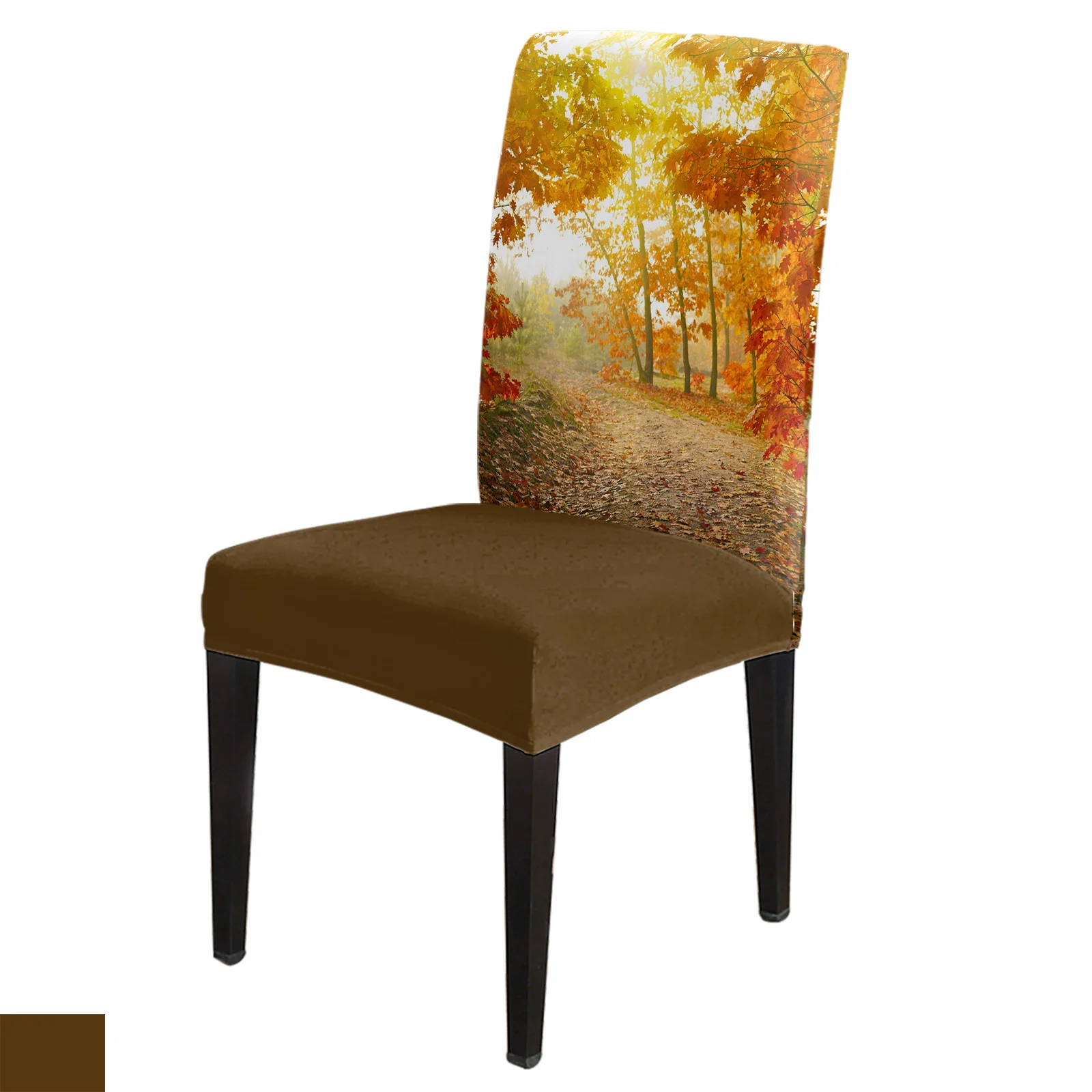

Осенняя Тема, чехлы для стульев с кленовыми листьями и деревьями, эластичное сиденье из спандекса, Обложка для свадебной кухни, банкета, искусственное сиденье
