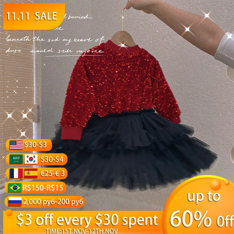 

Girls Skirt Winter Style 2022 New Western Style Fashion Baby Children Sweet Princess Skirt Plus Velvet Mesh Dress Kids Clothes