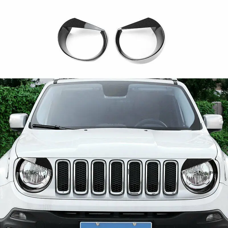 

For Renegade 2015-2018 Carbon Fiber Front Little Bird Headlight Lamp Cover Trim