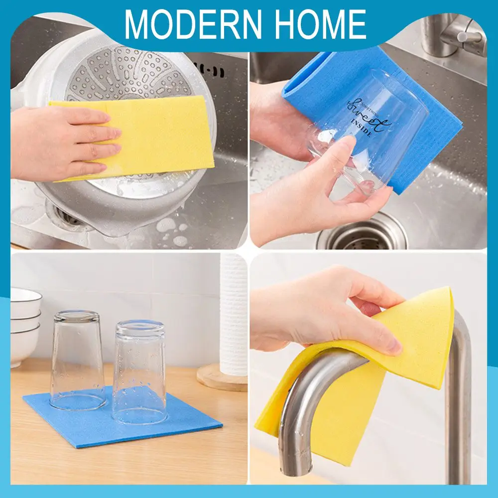

18×20cm Kitchen Cleaning Sponge Wipes Wood Pulp Cotton Dish Cloth Increasing Absorbent Cleaning Cloths 1pcs Modern Minimalist