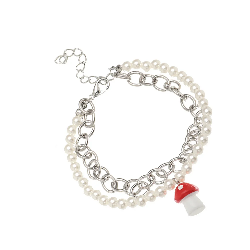 

Pearl Bracelet Mushroom Bracelet Jewelry Pearl Wrist Chain Bracelet