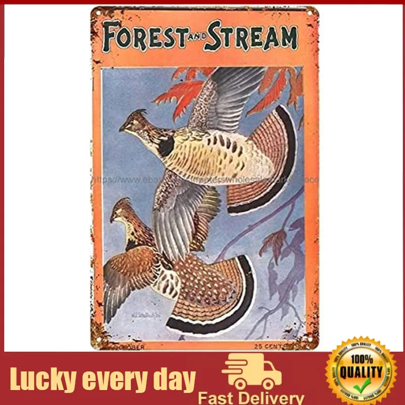 

Vintage Metal Sign Forest and Stream Rod and Gun Magazine Pheasant Hunting 1924 tin Sign Dorm Room Tin Metal tin Sign