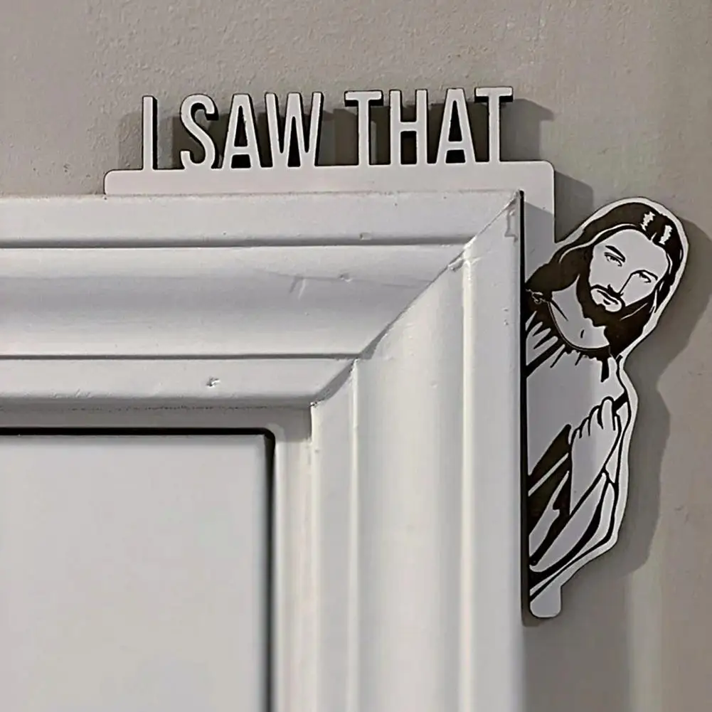 

Front Door Decoration Plaque Sign High Durability Exquisite Shape Wood Jesus I Saw Front Door Garden Decoration Home Supplies