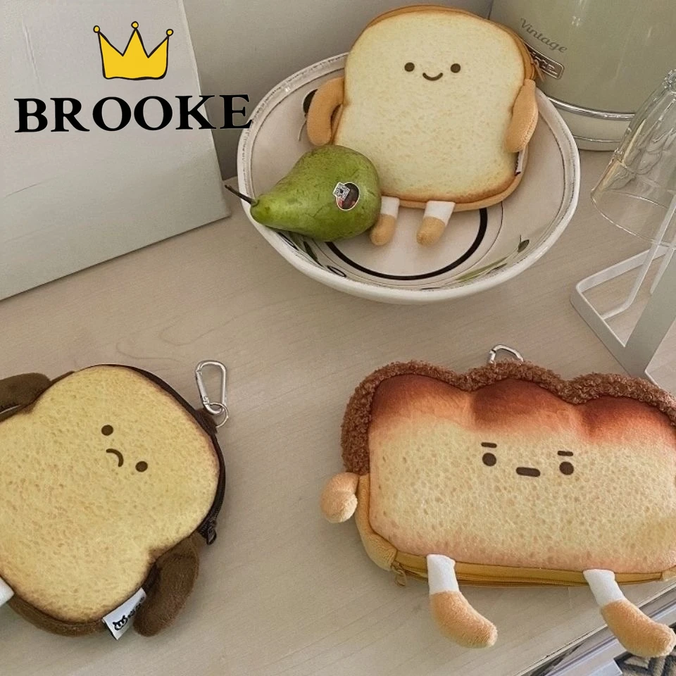 

Cute Cartoon Toast Coin Purse Ins Key Case Mini Portable Plush Small Bag Storage Bag Kid Wallet Girls Plush Doll Plush Toys