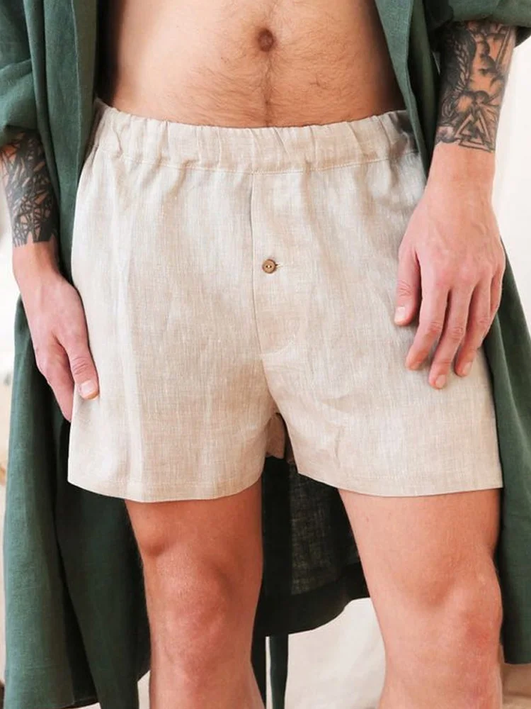

Fashion Mens Elastic Waist Shorts Men Solid Fashion All-match Beach Trousers Streetwear 2022 Summer New Casual Cotton Linen Pant