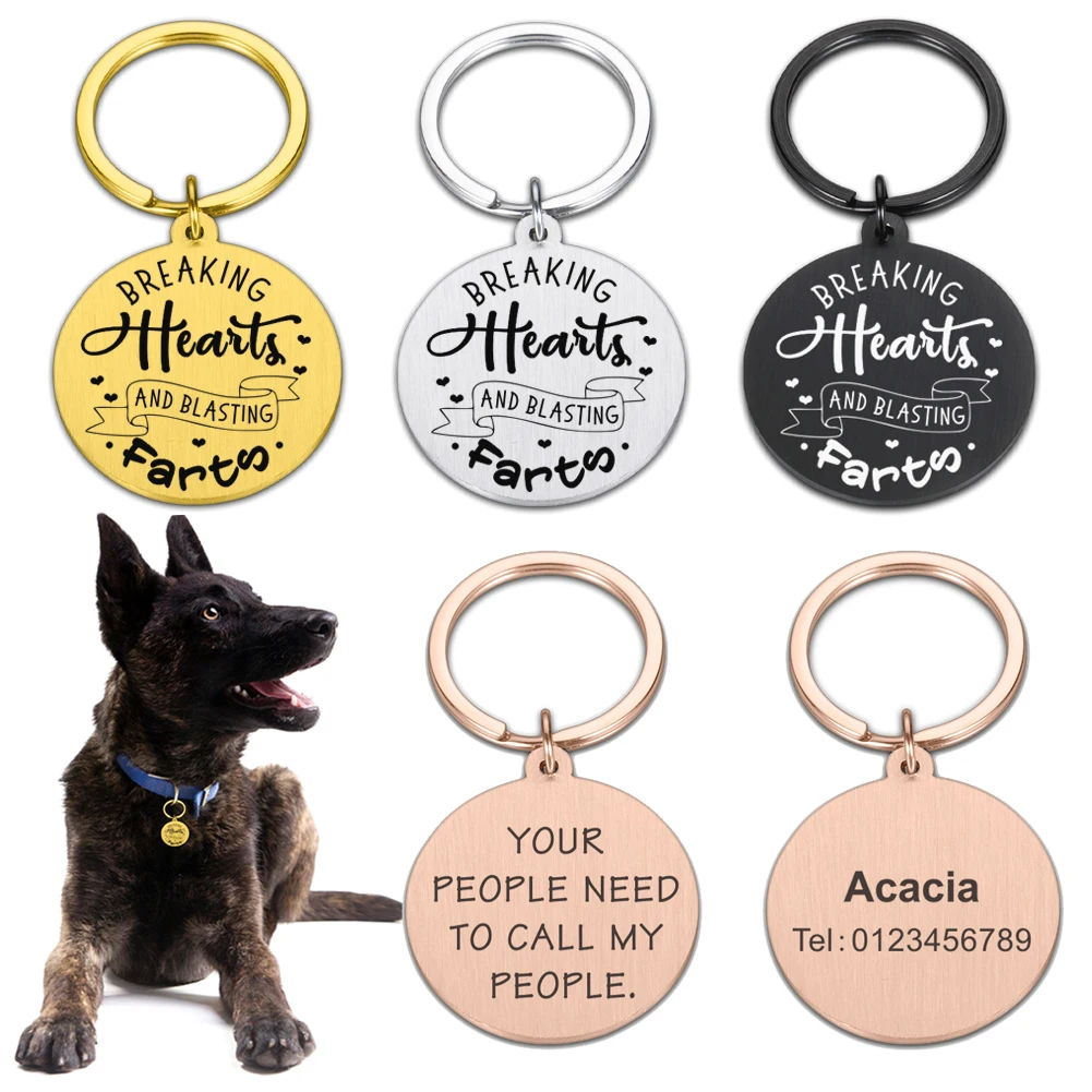 

Персонализированная идентификационная бирка для собак из нержавеющей стали, идентификационная бирка для собаки, ошейника для щенка, проти...