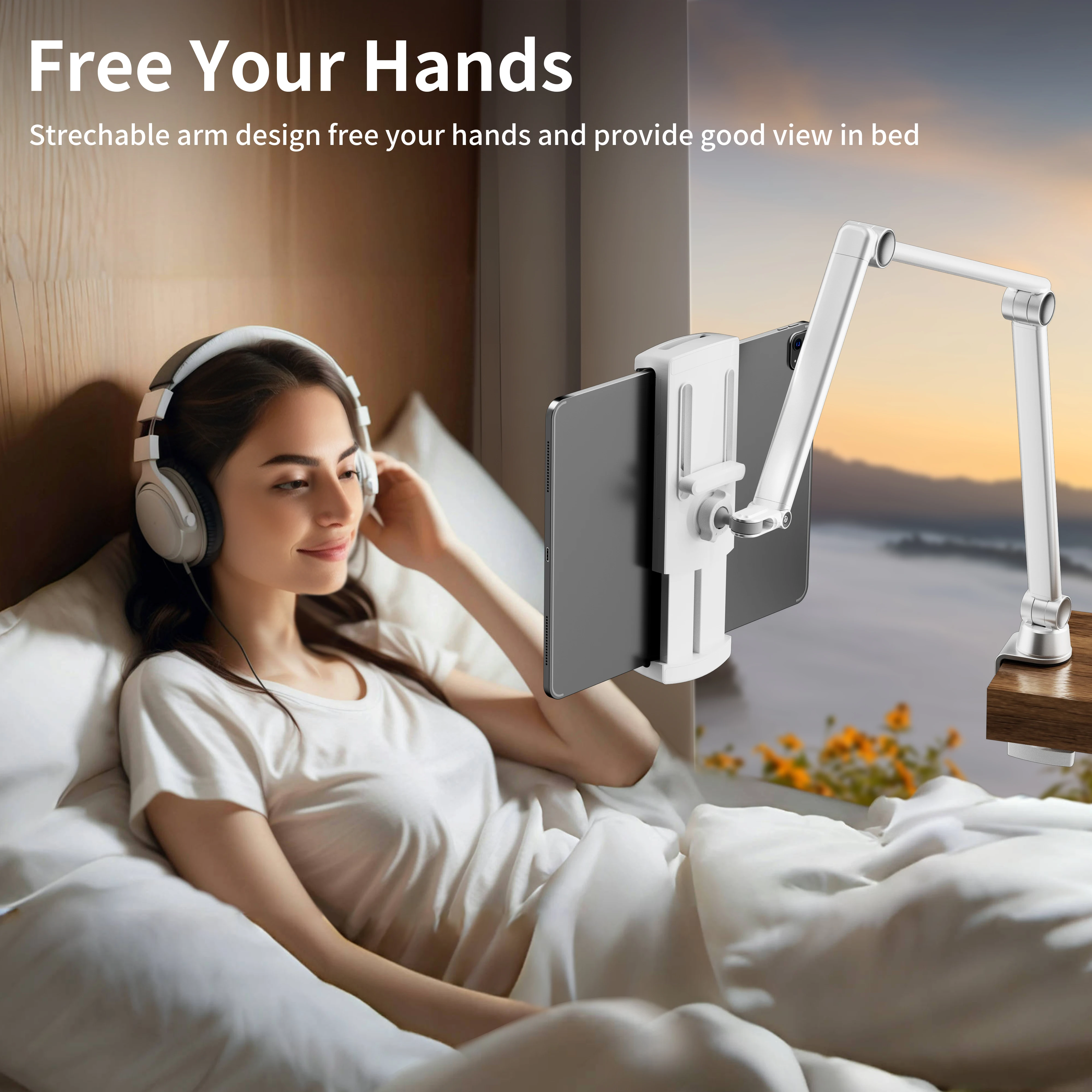 LULULOOK Складная подставка для планшета с 2 зажимами Регулируемая алюминиевая