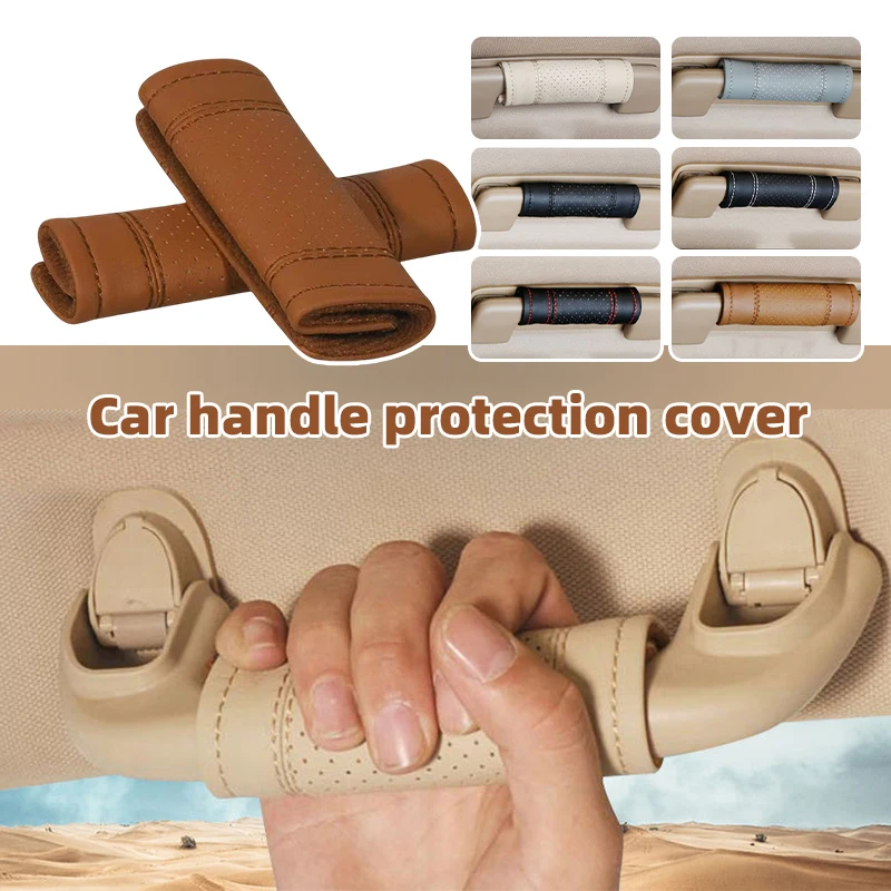 

Car Door Inner Handle Protective Cover Auto Leather Pull Gloves Roof Cover Car Decoration Non-slip Covers Interior Accessories