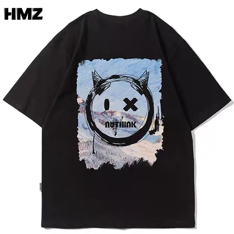 Новая модная мужская футболка HMZ 2022 летняя свободная в стиле хип-хоп хлопковые