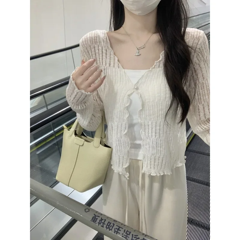 Элегантный вязаный кардиган с v-образным вырезом женский мягкий деревянный ушной