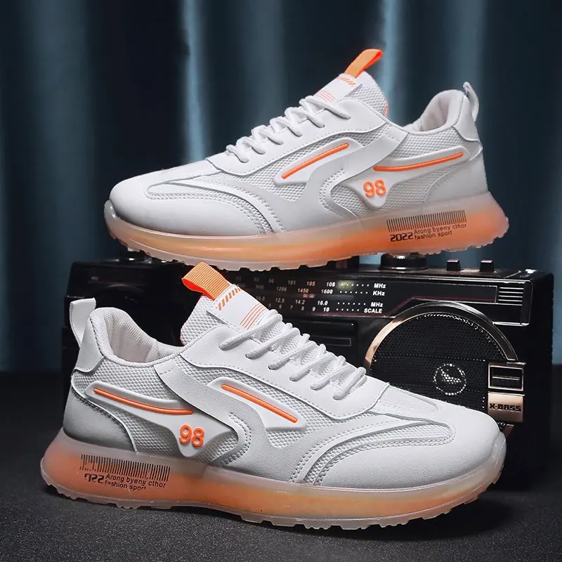 

Кроссовки мужские сетчатые на шнуровке, с круглым носком