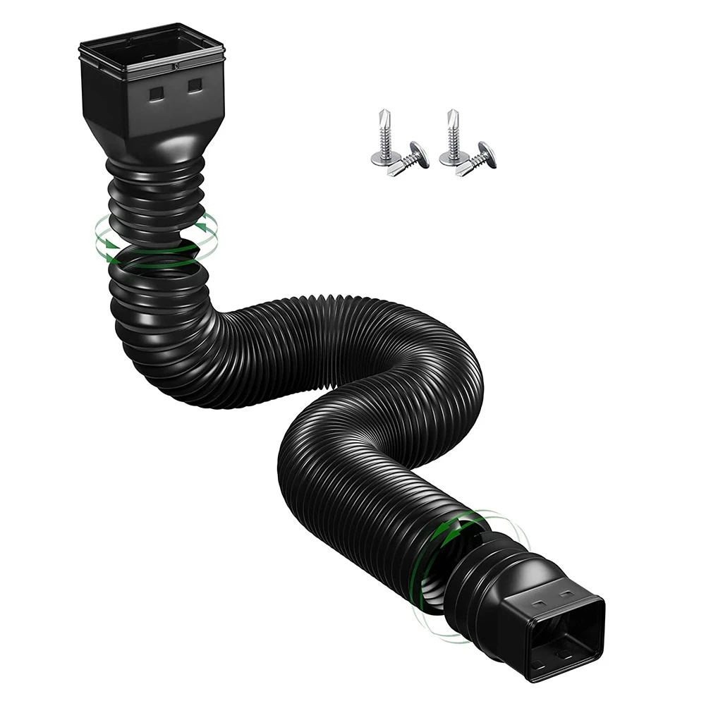 

Rain Gutter Downspout Extensions Flexible,Drain Downspout Extender Connector 21-60Inch,Screws for Included,Black
